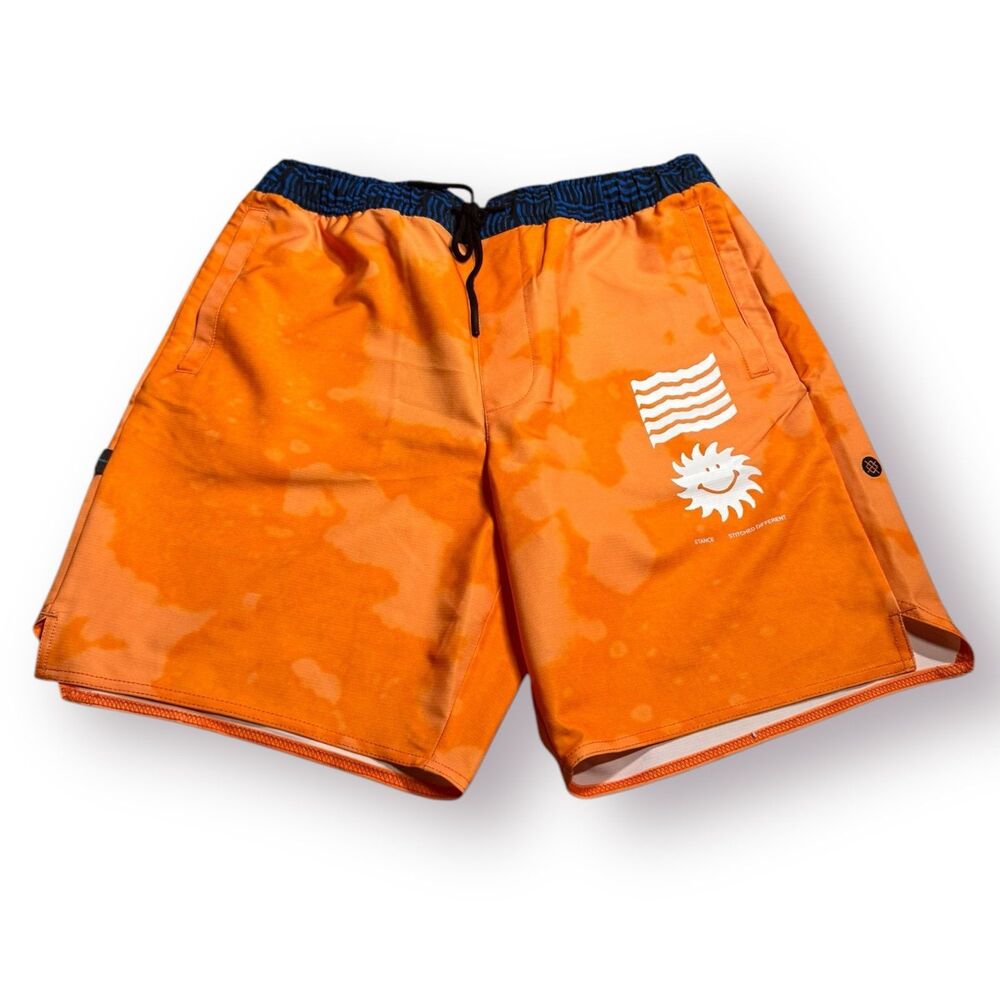 Stance‎ Complex Shorts Mens Size Small Orange Workout Stretch Beach